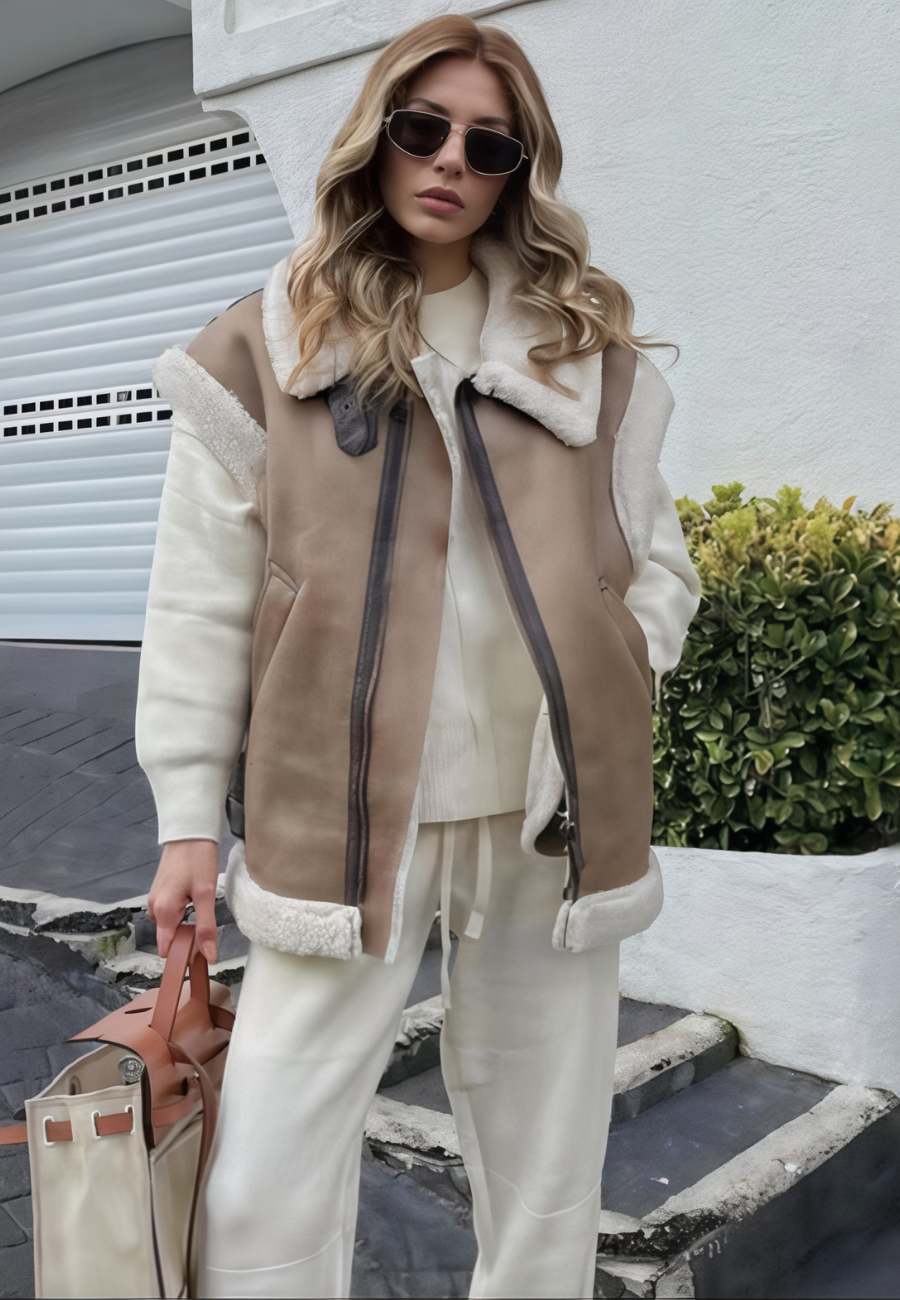 Gilet sans manche moumoute femme