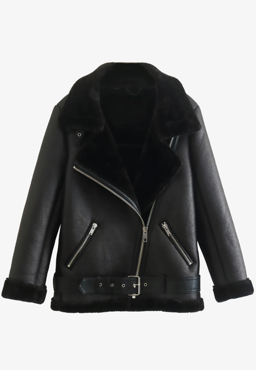 Veste cuir fourrure femme
