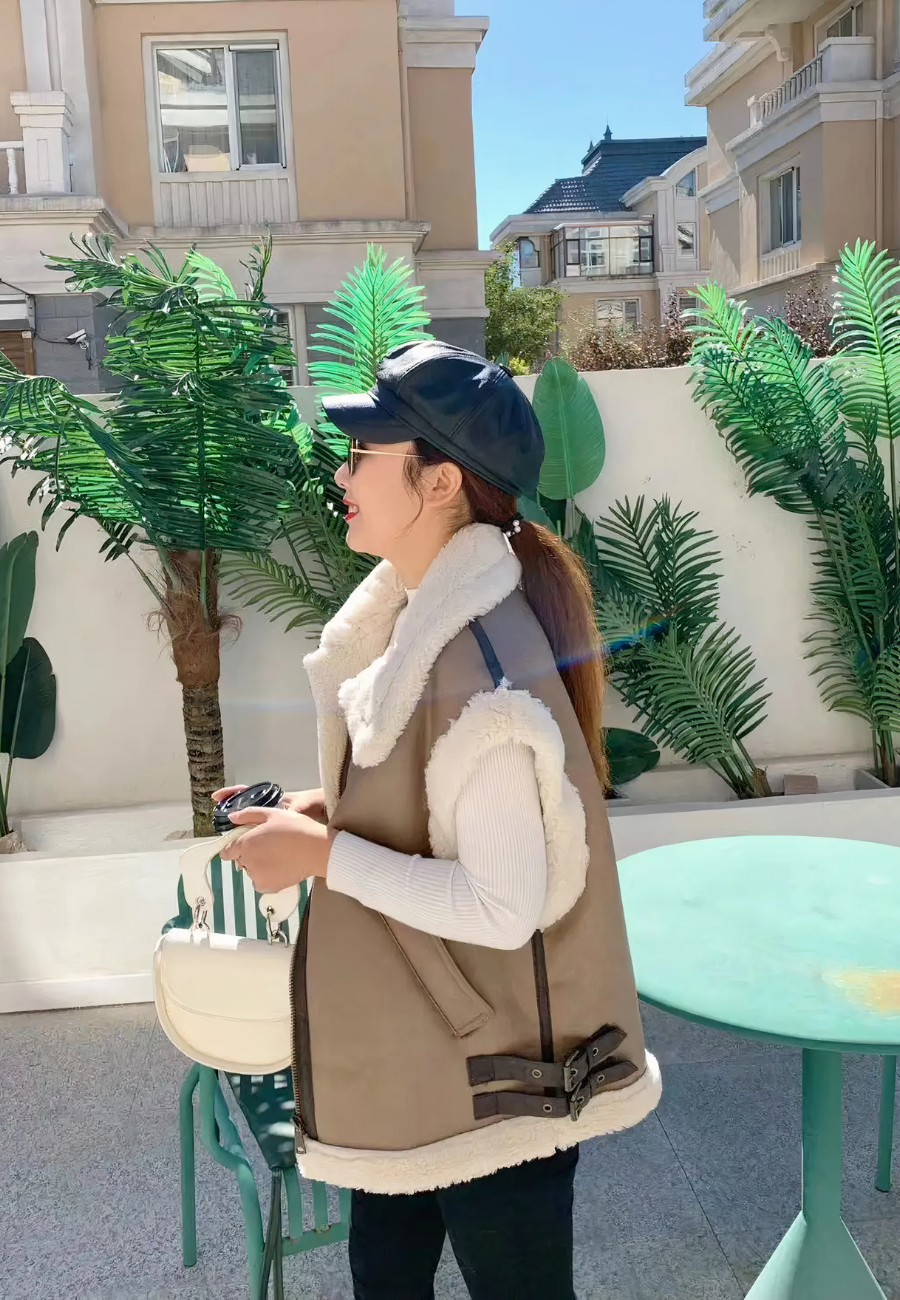 Veste sans manche femme fourrure