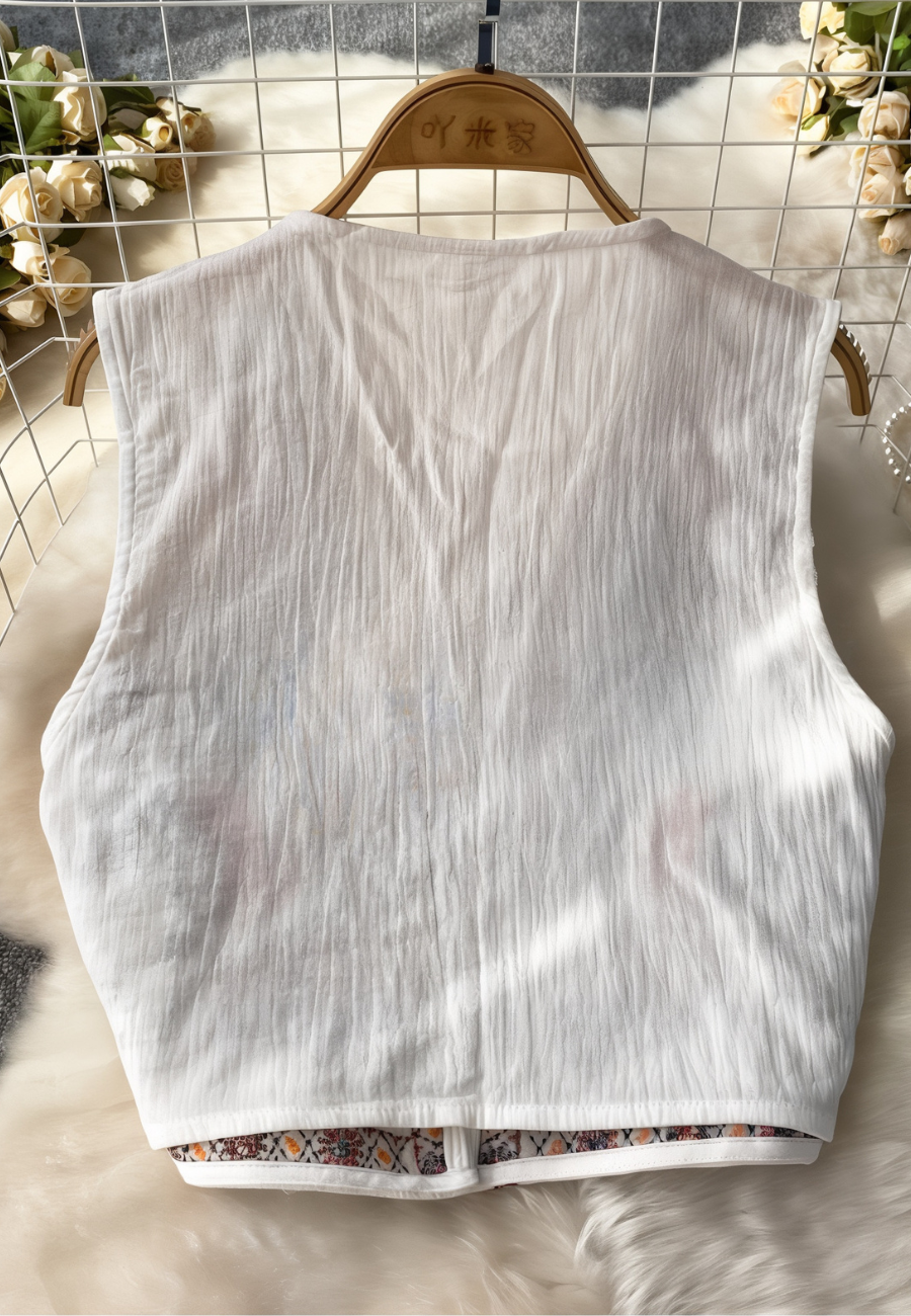 Gilet sans manche brodé femme