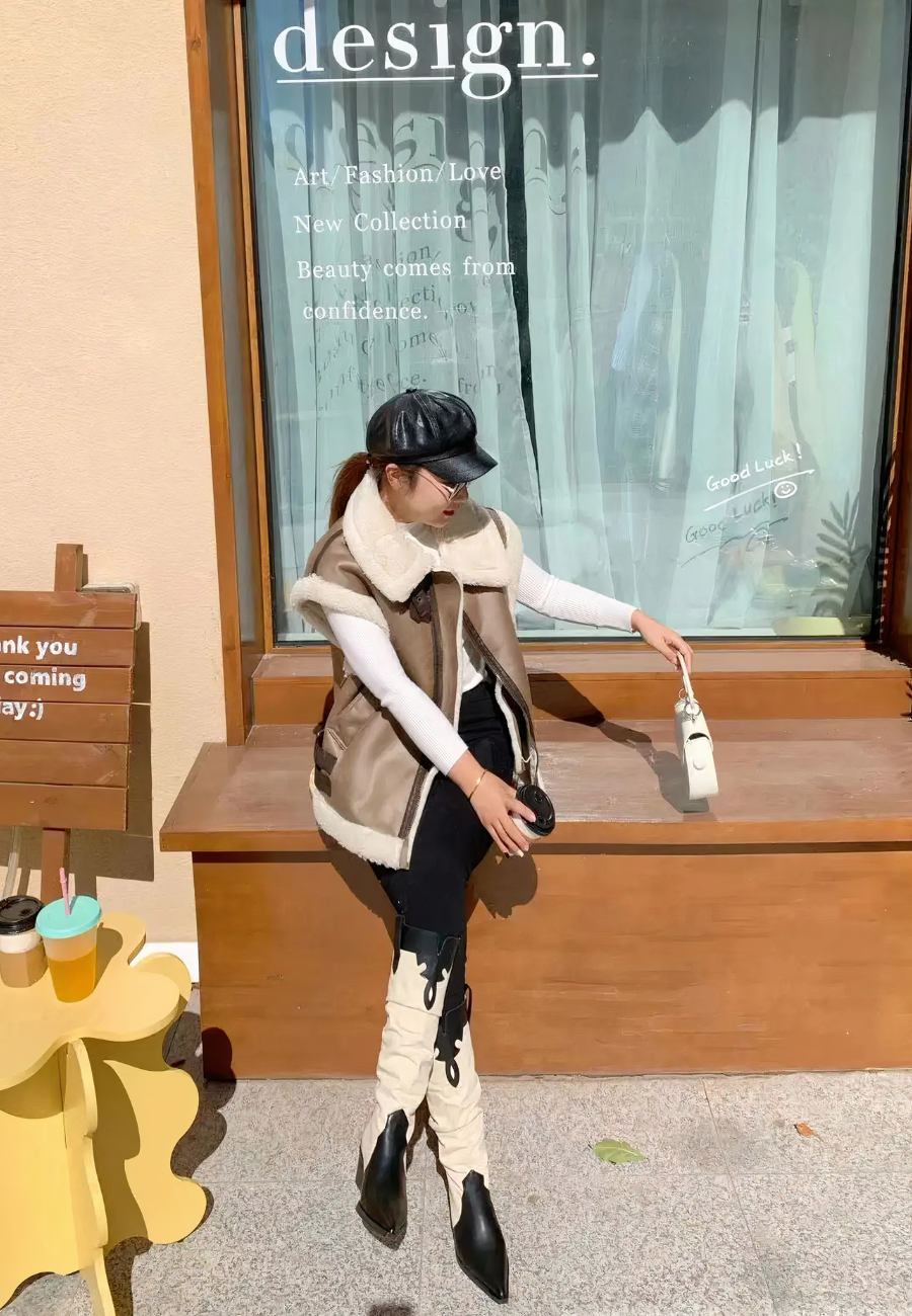 Veste sans manche femme fourrure