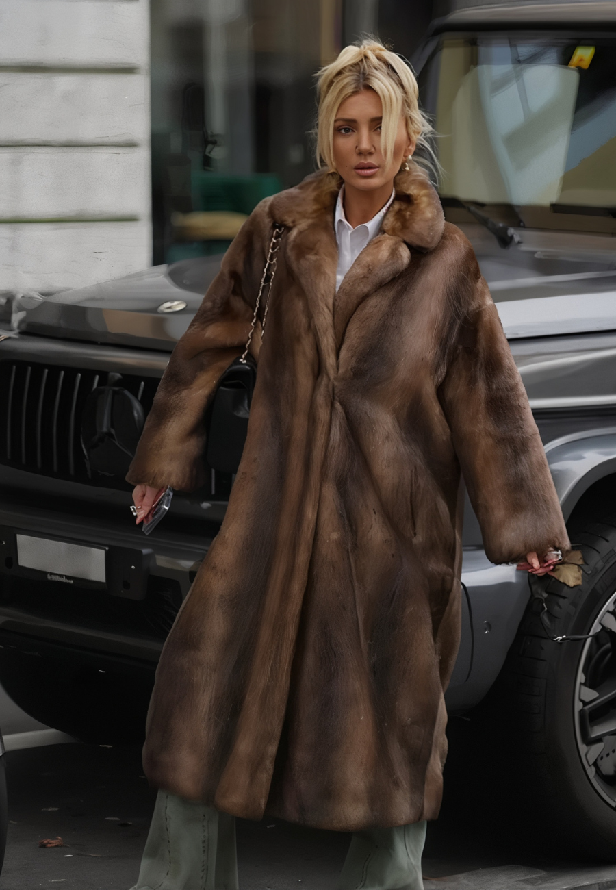 Veste longue fourrure femme