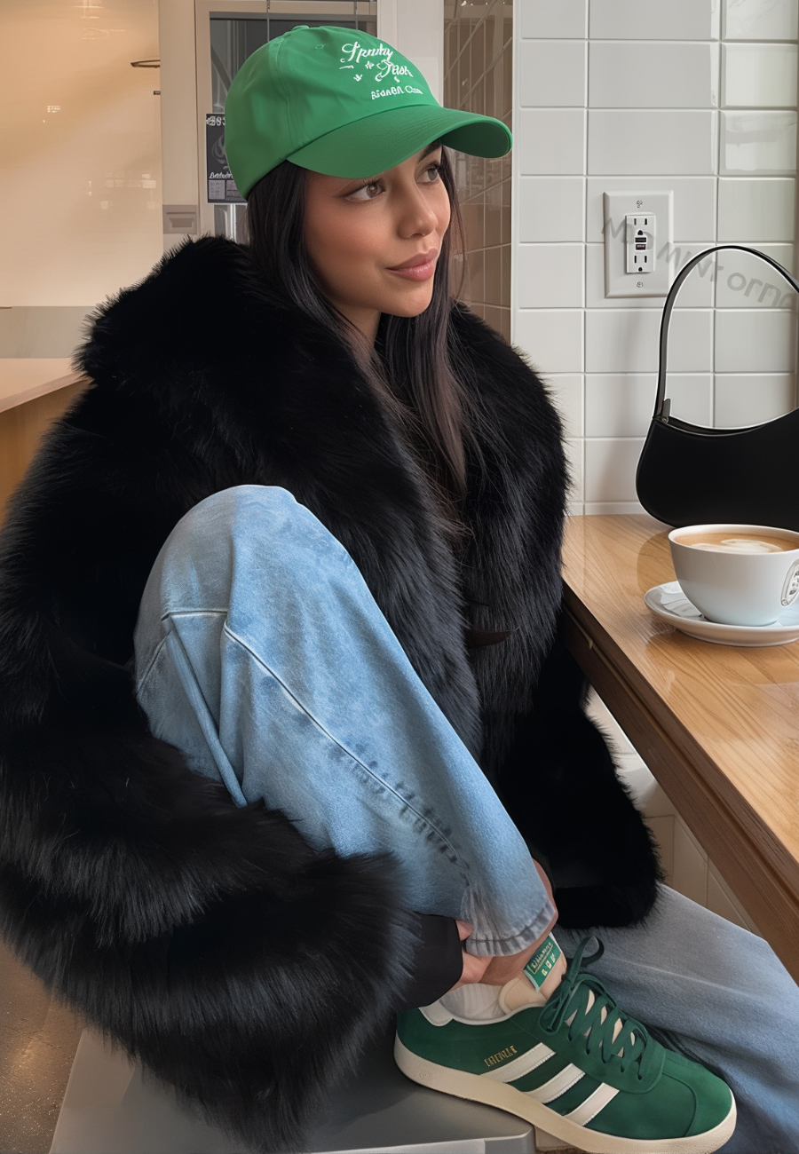 Veste femme fourrure noir