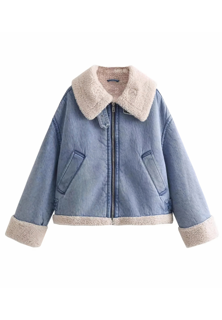 Veste en jean et fourrure femme