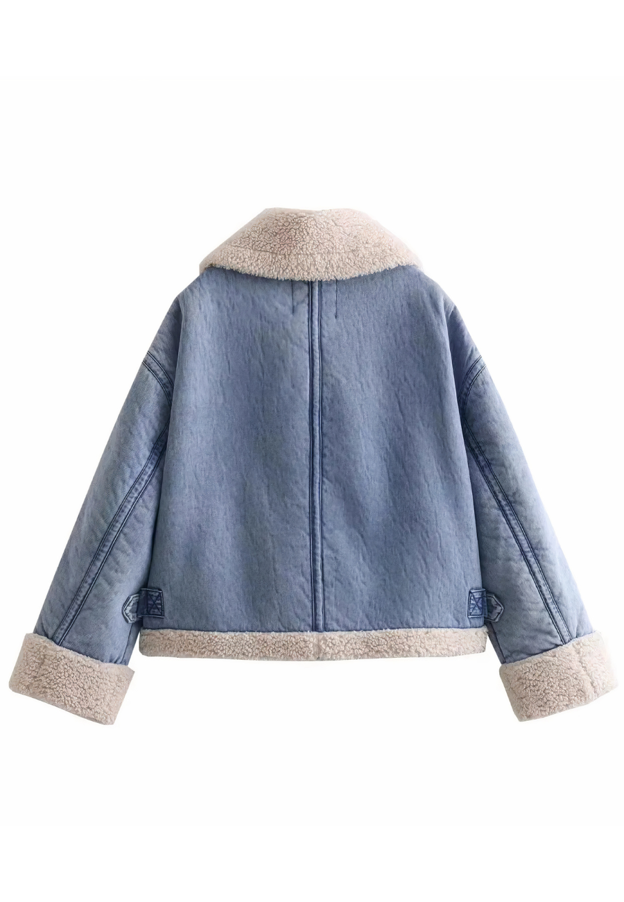 Veste en jean et fourrure femme