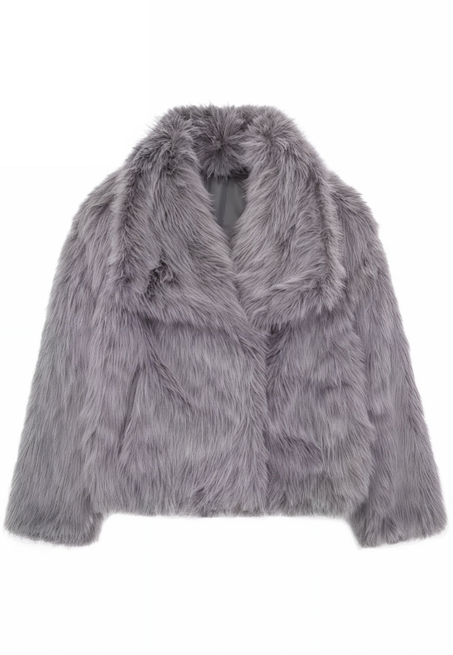 Veste fausse fourrure femme marron