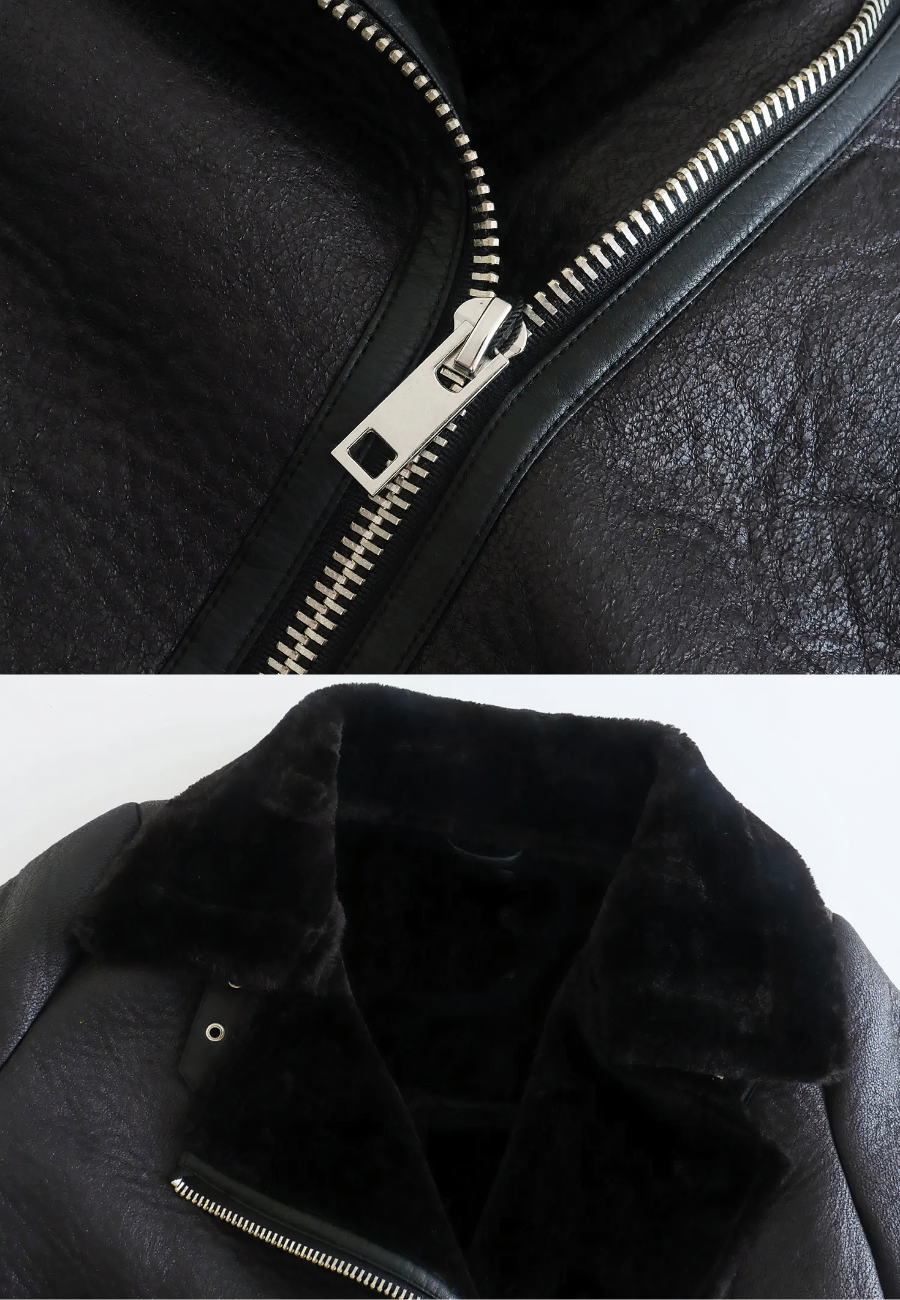 Veste cuir fourrure femme