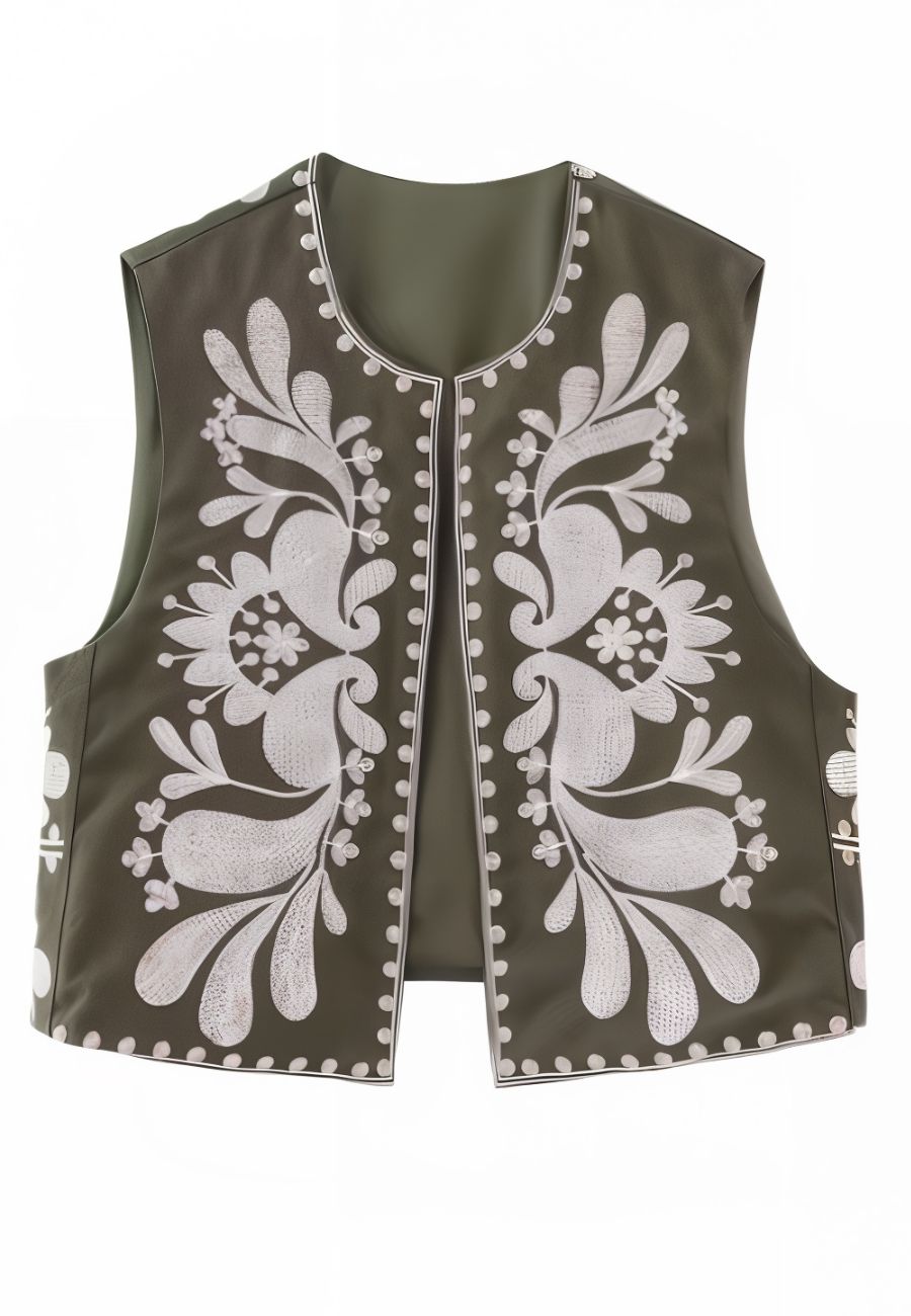 Gilet sans manche brodé