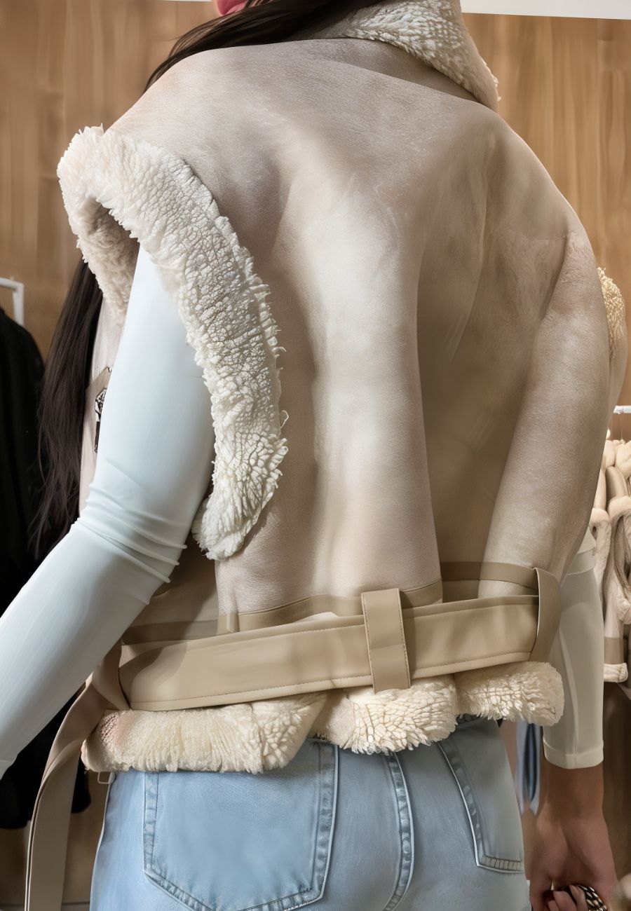 Veste en simili cuir sans manche femme