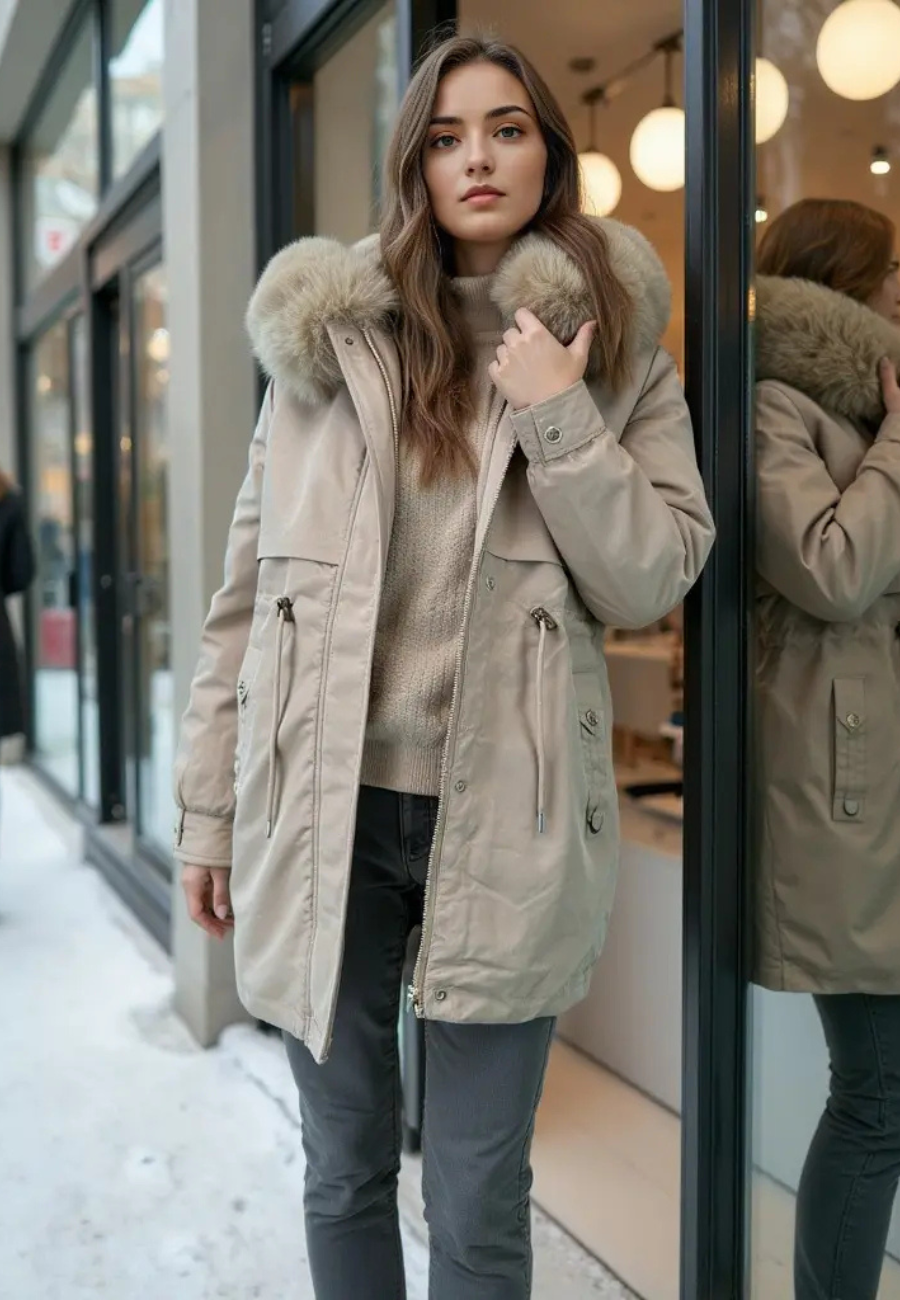 Parka Chaude Femme beige - Main Image