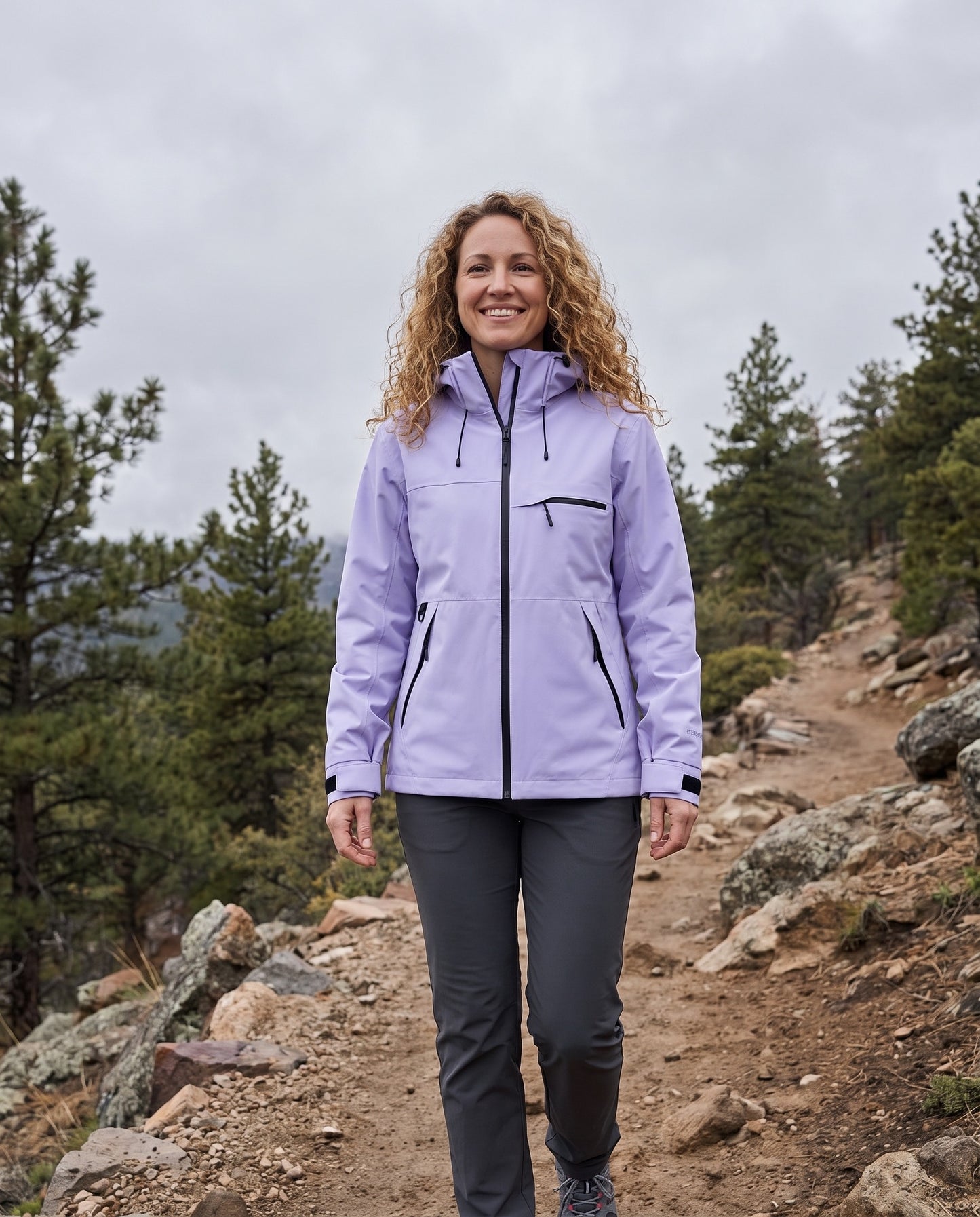 Coupe-vent femme imperméable - porté en randonnée