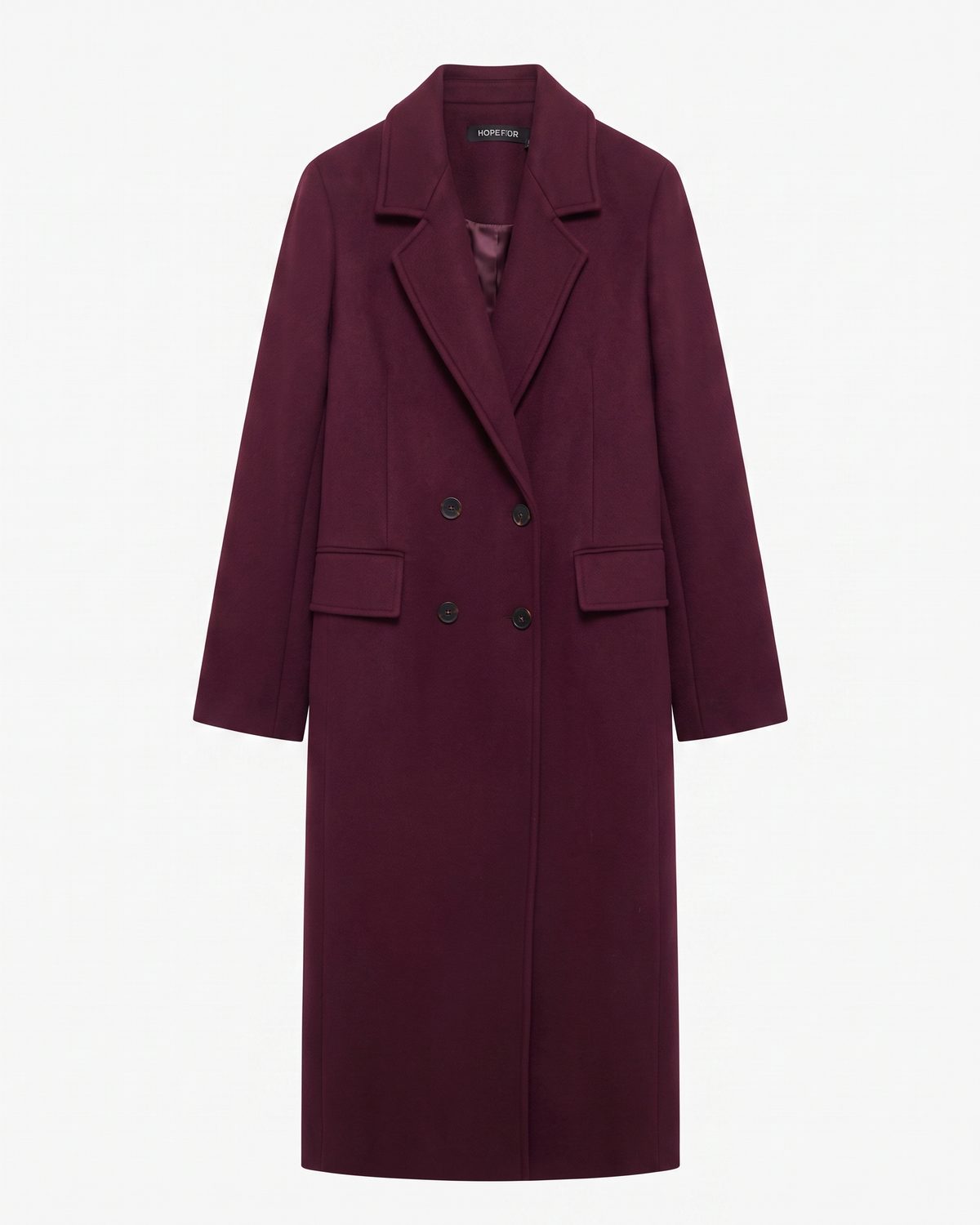 Manteau long bordeaux femme packshot