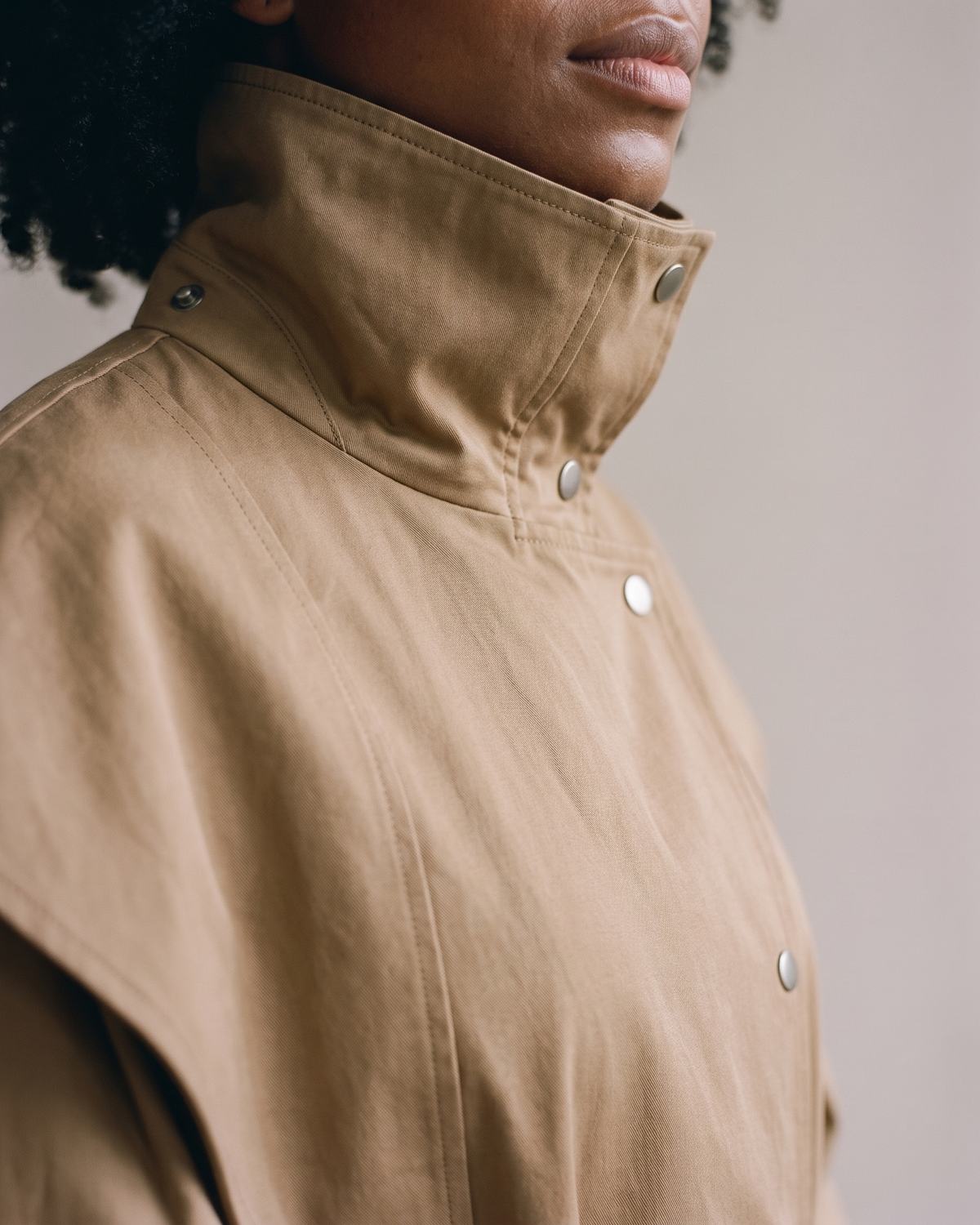 Trench Camel Foncé Brun Femme détail