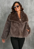 Veste fausse fourrure femme marron