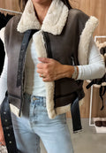 Veste en simili cuir sans manche femme