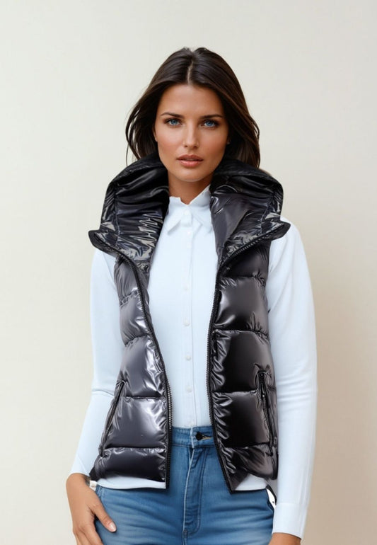 Doudoune sans manche brillante