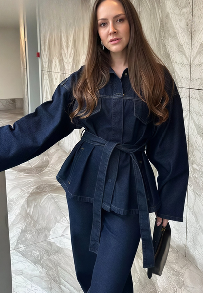 Veste en jeans avec ceinture