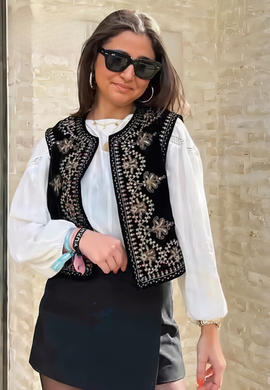 Gilet sans manche avec broderie femme