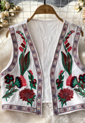Gilet sans manche brodé femme