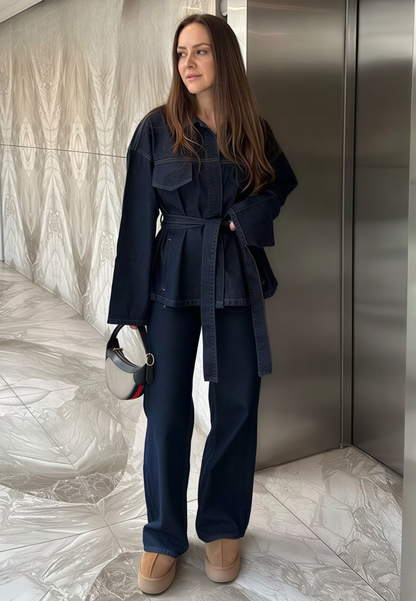 Veste en jeans avec ceinture
