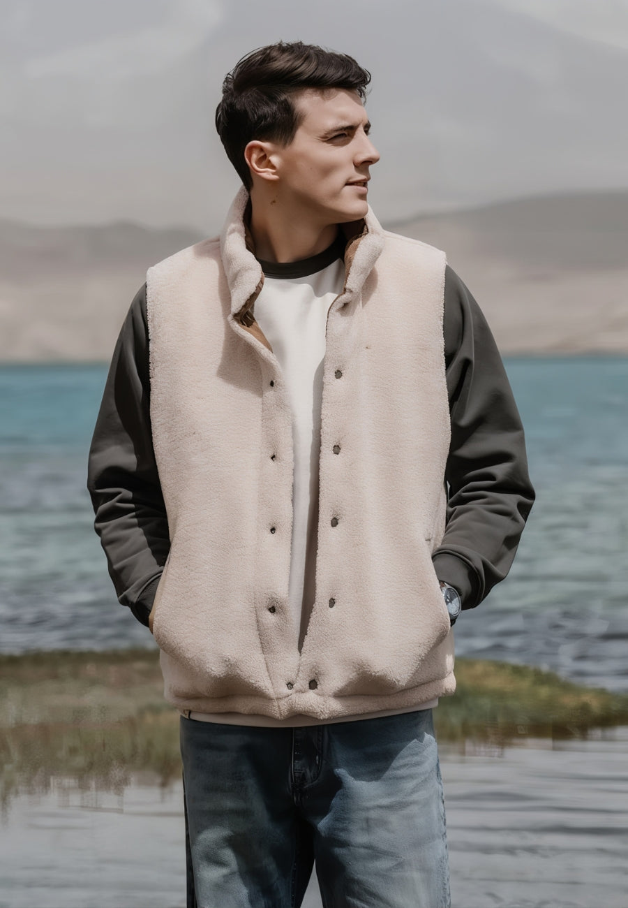 Doudoune sans manche beige pour homme