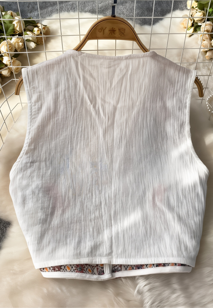 Gilet sans manche brodé femme