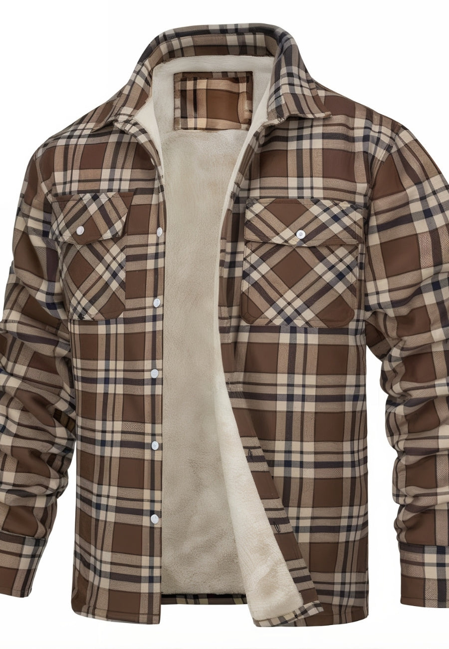 Veste polaire à carreaux homme