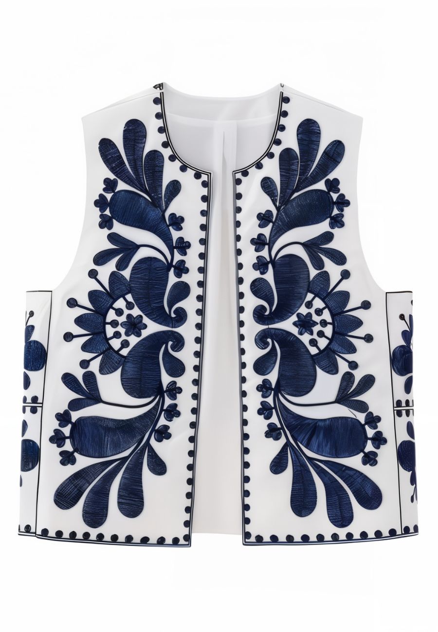 Gilet sans manche brodé