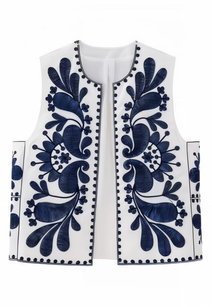 Gilet sans manche brodé