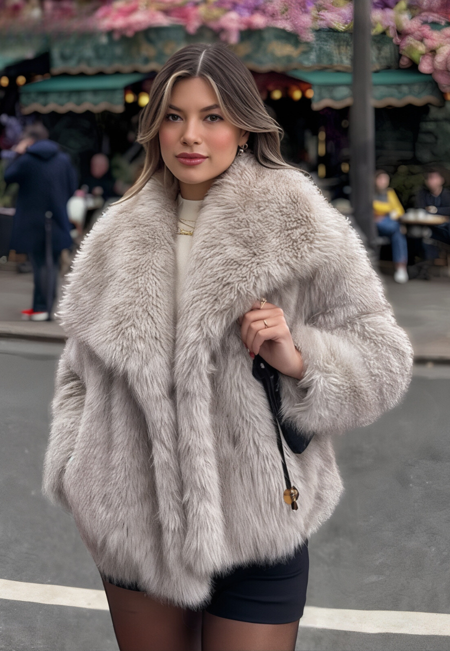 Vestes fourrure avec col