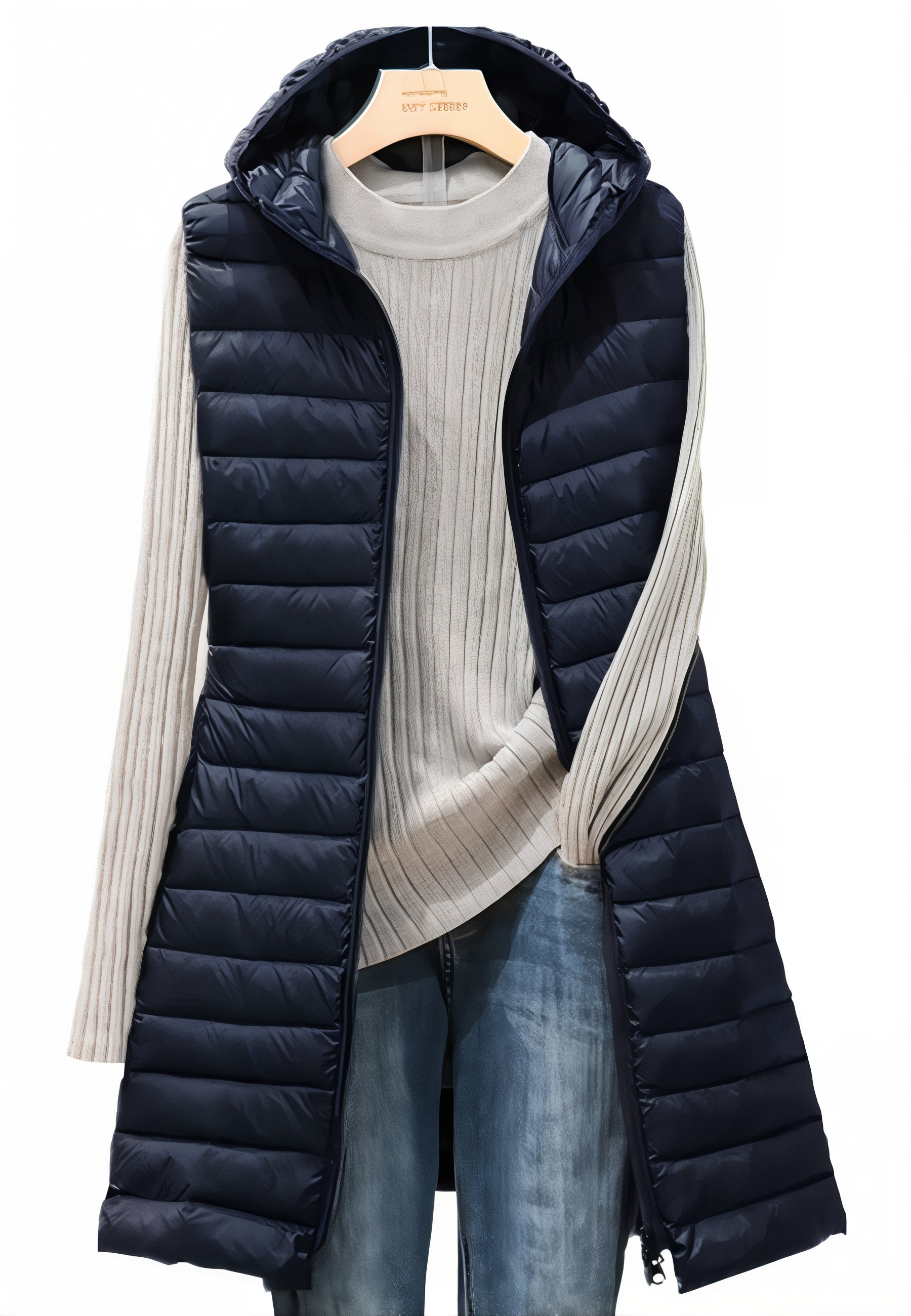 Doudoune longue sans manche femme Noir S - Main Image