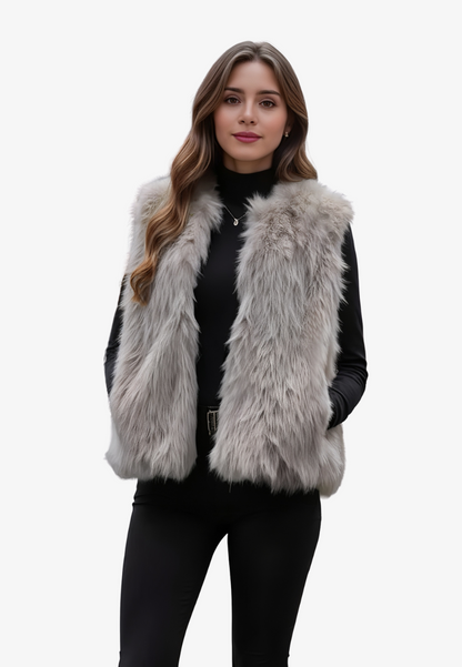 Gilet fourrure sans manche femme