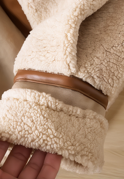 Veste fourrure beige femme