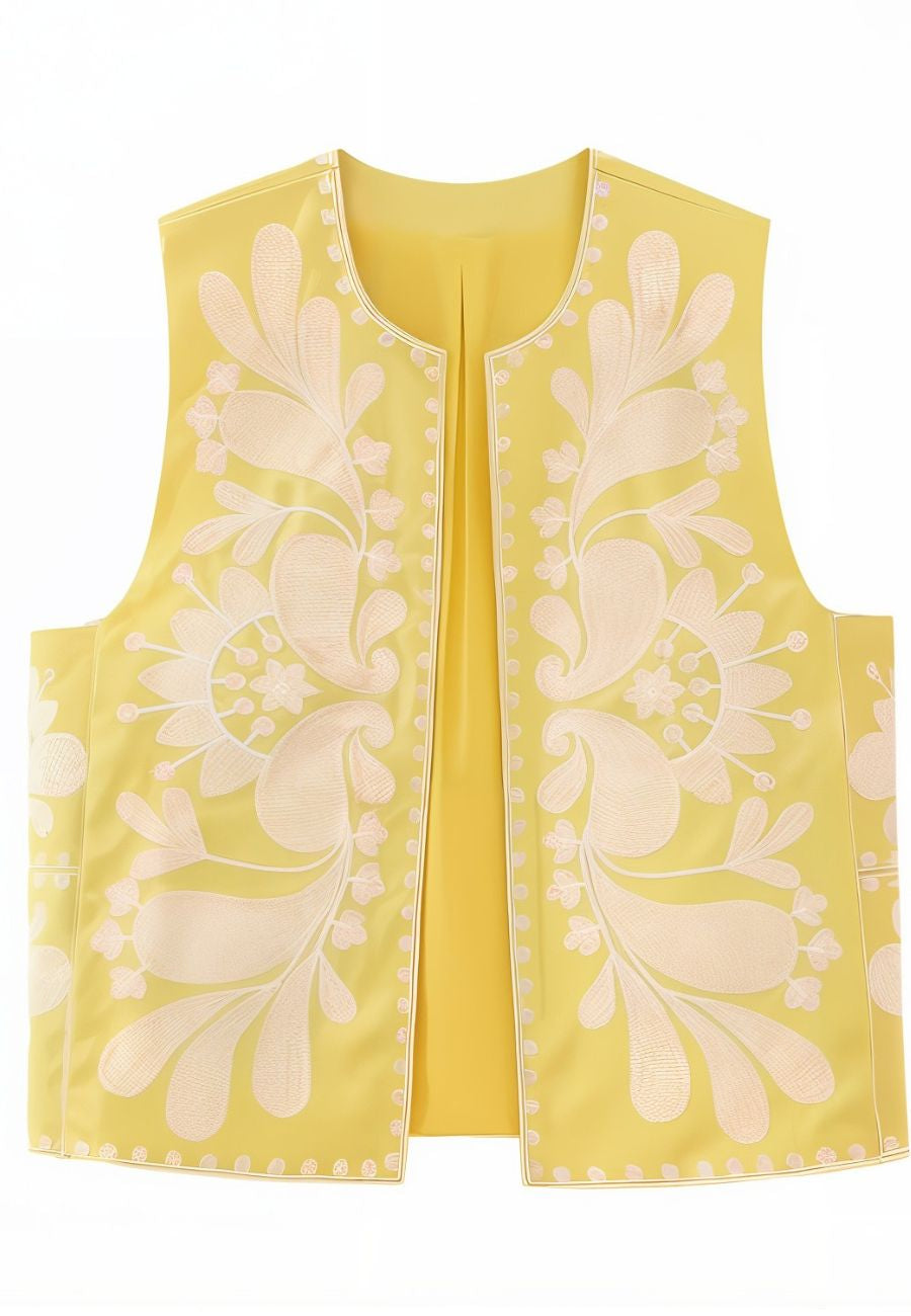 Gilet sans manche brodé