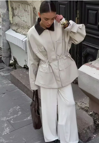 Veste femme avec avec col marron