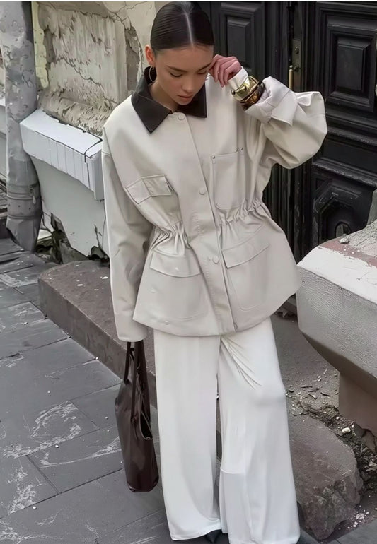 Veste femme avec avec col marron