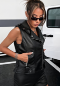 Gilet cuir femme sans manche