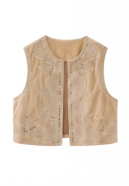 Gilet sans manche avec broderie femme