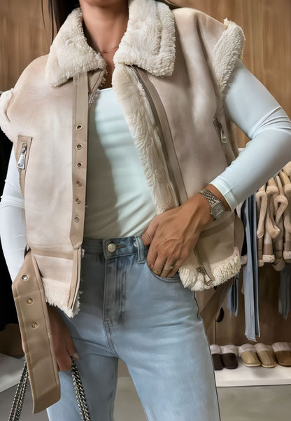 Veste en simili cuir sans manche femme