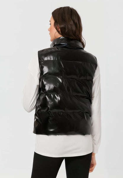 Doudoune sans manche noir brillante