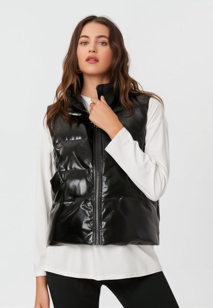 Doudoune sans manche noir brillante