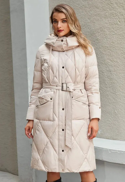 Parka Chaude Femme beige longue