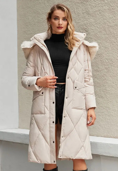 Parka Chaude Femme beige longue