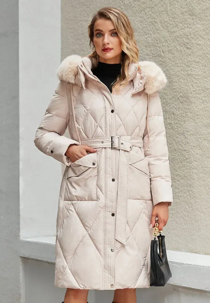 Parka Chaude Femme beige longue