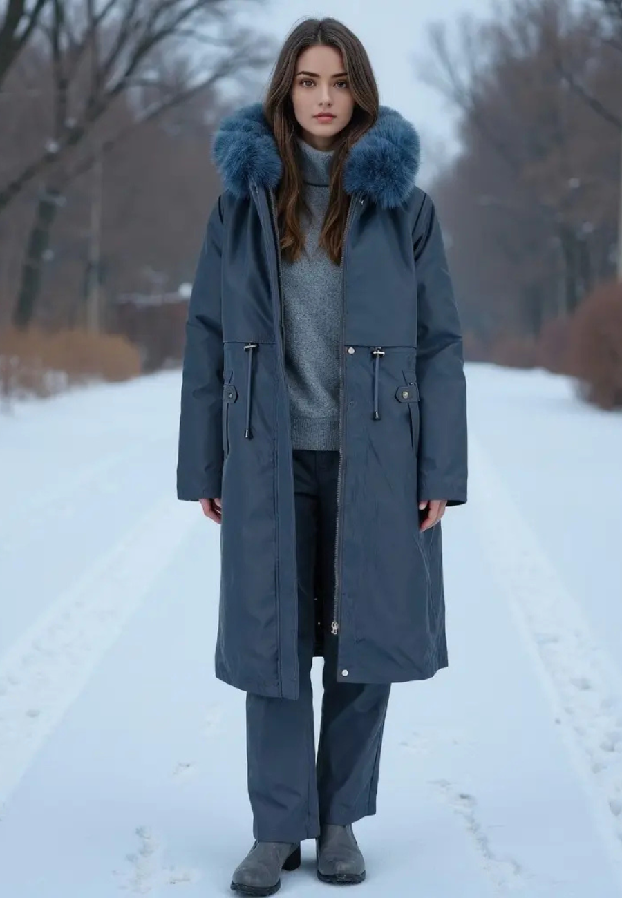 Parka Chaude Femme bleu