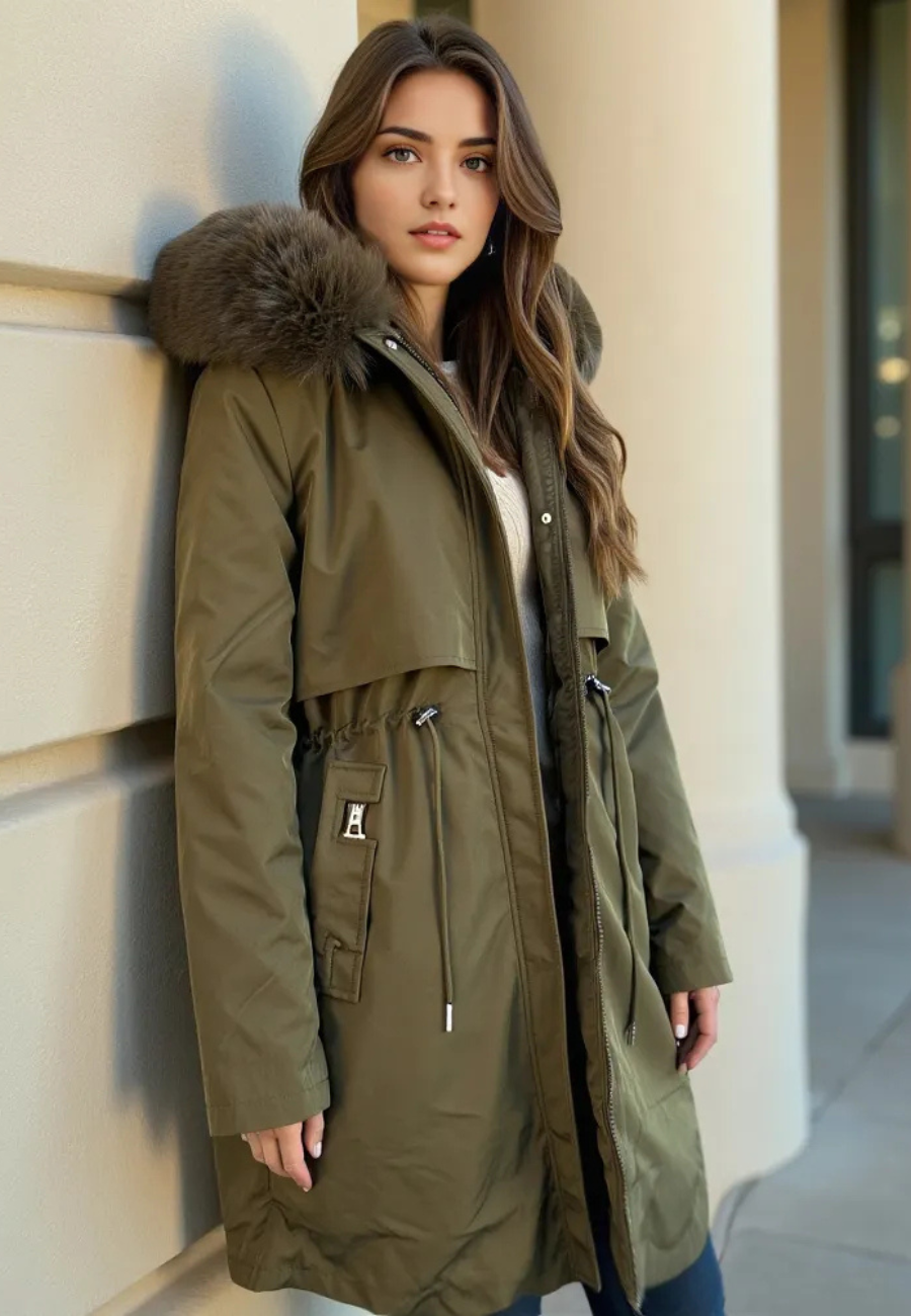 Parka chaude femme kaki