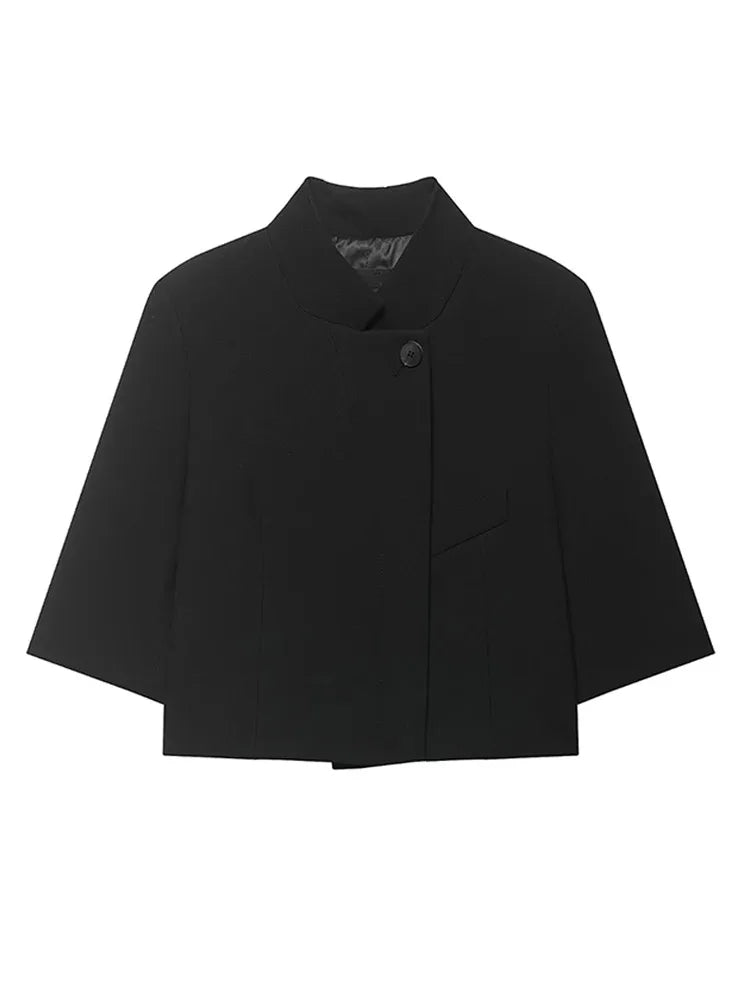 Blazer cape noir femme - face