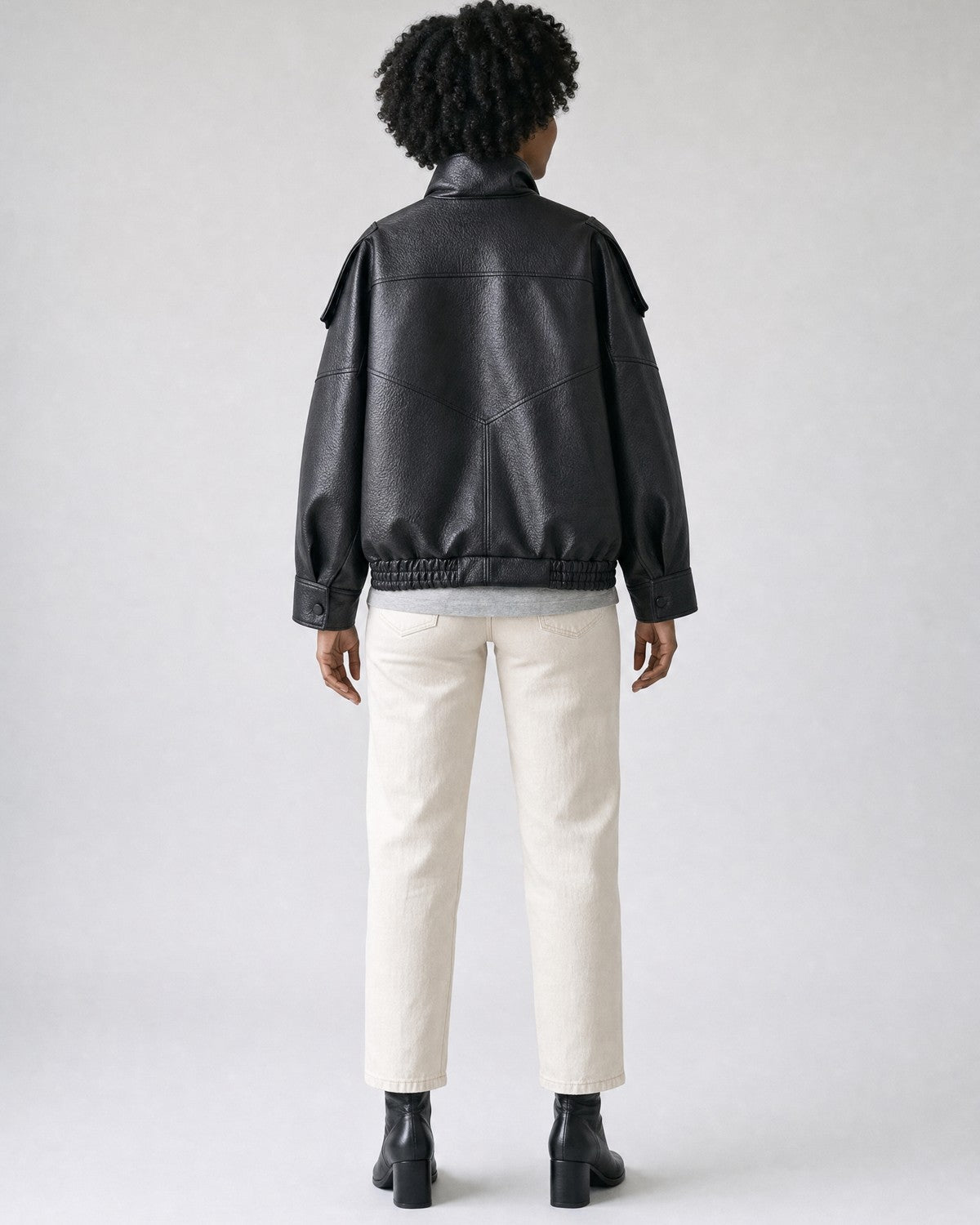 Blouson cuir noir - vue dos