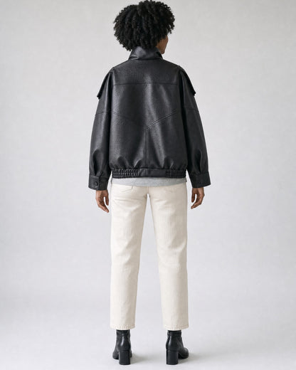Blouson cuir noir - vue dos