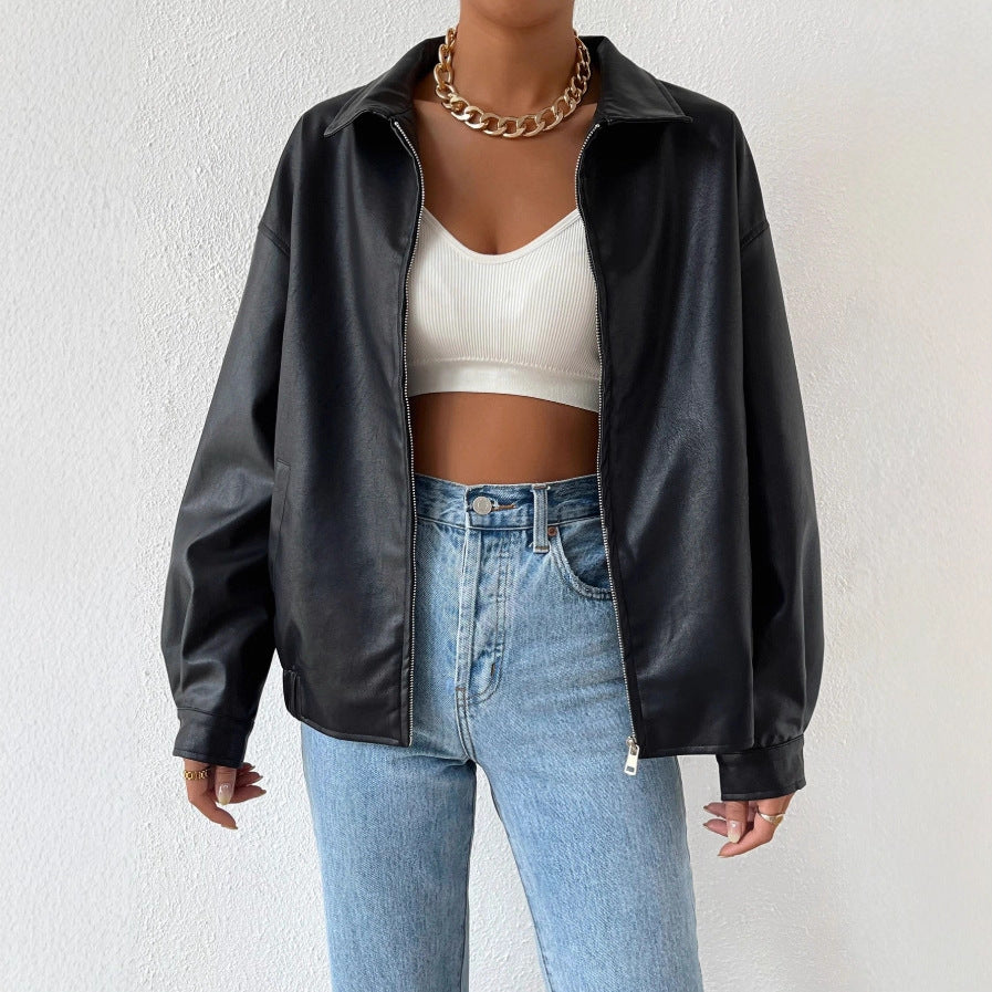bomber simili cuir femme